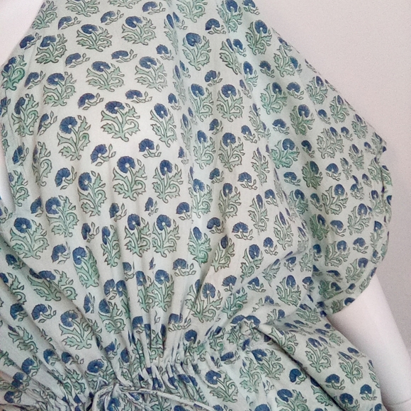 Women's Bellino Blue Floral Maxi Kaftan Dress, One Size - Picture 6 of 16